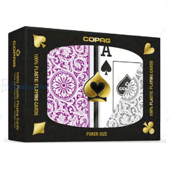 Karte za poker 100% plastične COPAG 1546,Jumbo index,ljubičasto-sive dupli špil