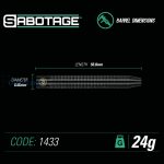 Pikado set Winmau steel Sabotage Black 24g, 90% wolfram