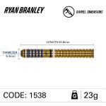 Set strelica steel Winmau Ryan Branley 23g, 90% wolfram