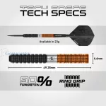 Set strelica steel Winmau Team 360 Ben Townley 23g, 90% wolfram