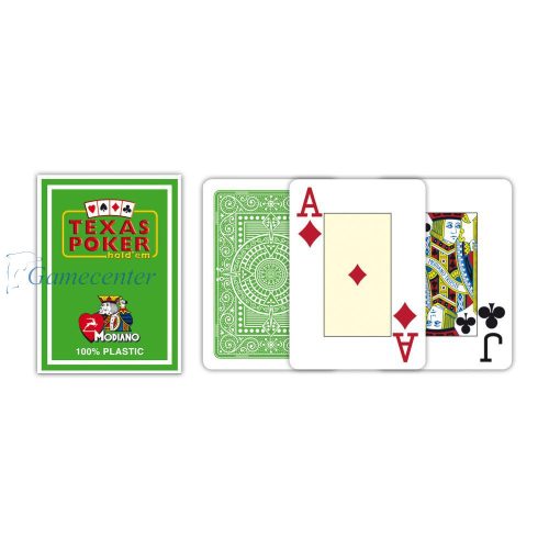 Poker karte Modiano TEXAS PK 2 Jumbo 100% plastične, svetlo zelene