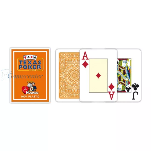 Poker karte Modiano TEXAS PK JUMBO 100% plastične, narandžaste
