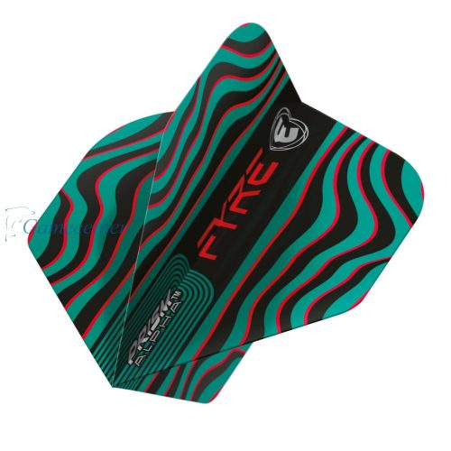 Pera za strelice Winmau Prism Alpha Pyre No2, crna-tirkizna-crvena