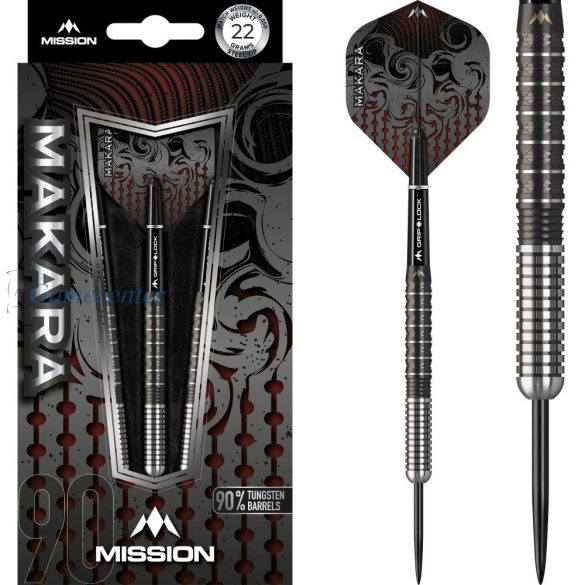 Set strelica Mission steel Makara 22g, M1, straight, 90% wolfram