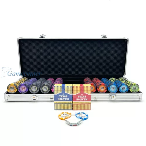 Poker set GameStar 500kom. 13,5g numerisani čipovi,aluminijumski kofer,100% plastične karte