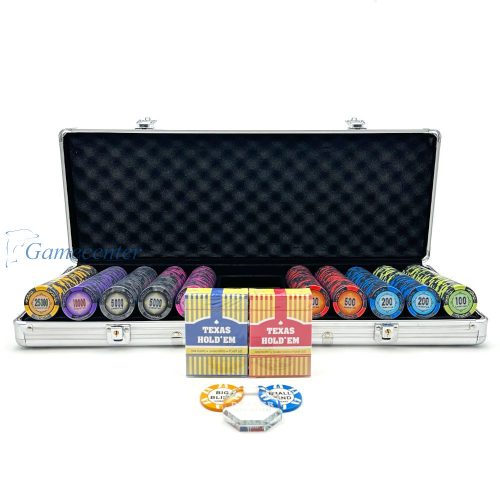 Poker set GameStar 500kom. 13,5g numerisani čipovi,aluminijumski kofer,100% plastične karte