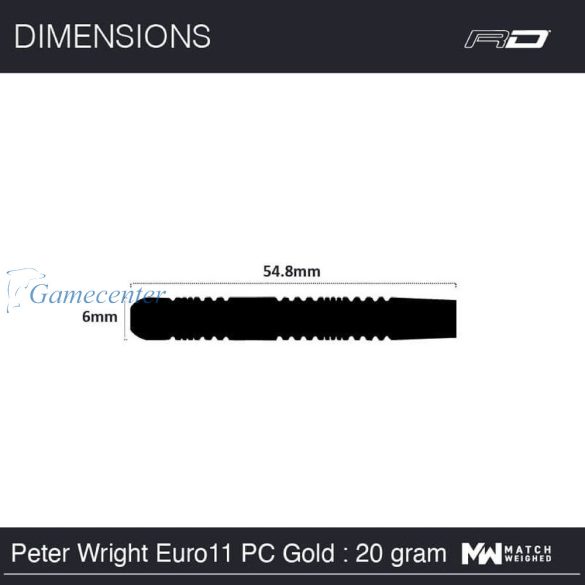 Pikado strelice RedDragon steel Peter Wright Euro11 Element Gold PC 20g, 90% wolfram